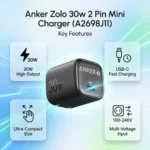 Anker Zolo 30w 2 Pin Mini Charger (A2698J11) - Image 2