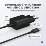Samsung 25w 2 Pin PD Adapter with USB-C to USB-C Cable
