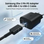 Samsung 25w 2 Pin PD Adapter with USB-C to USB-C Cable - Image 4